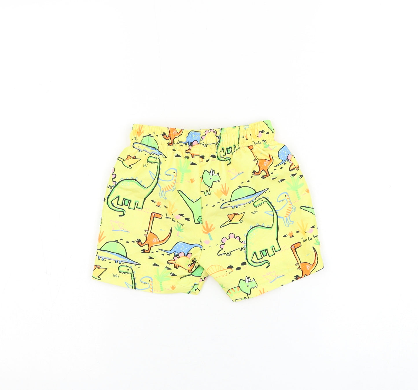 F&F Boys Yellow Geometric Polyester Sweat Shorts Size 2-3 Years Regular Drawstring - Dinosaur Swimwear