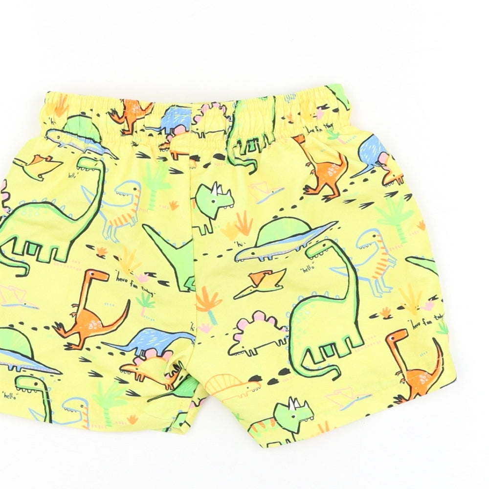 F&F Boys Yellow Geometric Polyester Sweat Shorts Size 2-3 Years Regular Drawstring - Dinosaur Swimwear