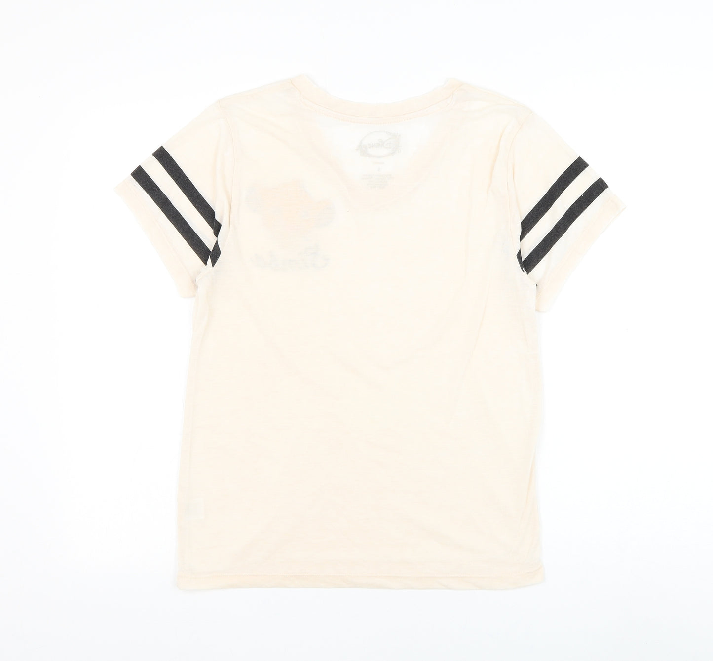 Disney Womens Beige Cotton Basic T-Shirt Size S V-Neck - Lion King Simba