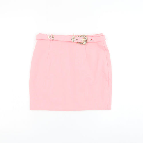 Love & Other Things Womens Pink Polyester Straight & Pencil Skirt Size S Zip - Belted