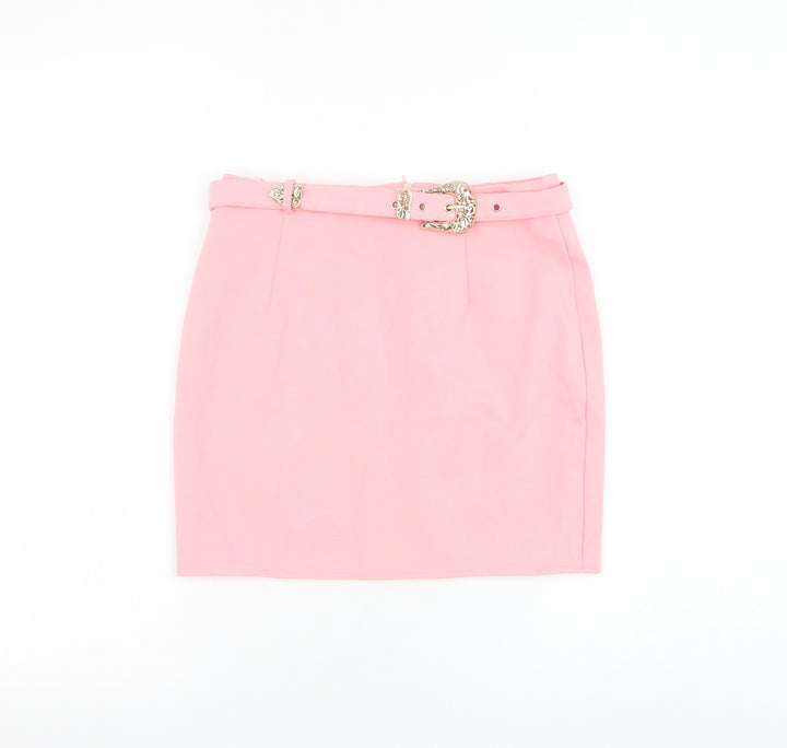 Love & Other Things Womens Pink Polyester Straight & Pencil Skirt Size S Zip - Belted