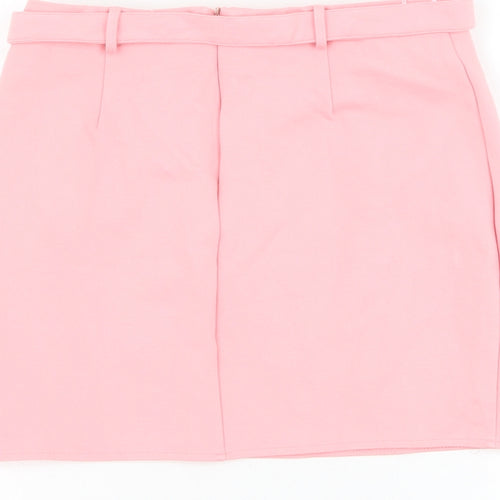 Love & Other Things Womens Pink Polyester Straight & Pencil Skirt Size S Zip - Belted