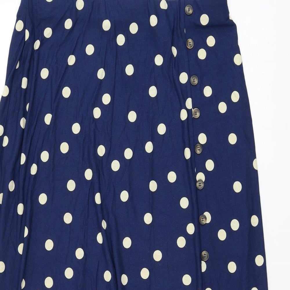 NEXT Womens Blue Polka Dot Viscose Flare Skirt Size 16