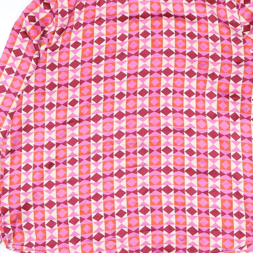 Gallery Womens Pink Geometric Polyester Basic Button-Up Size 10 Round Neck