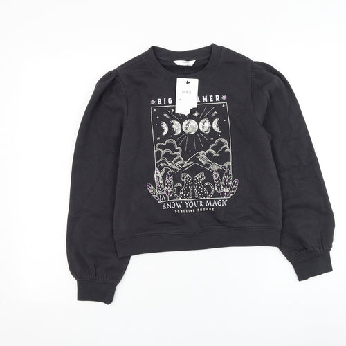 Marks and Spencer Girls Grey Cotton Pullover Sweatshirt Size 10-11 Years Pullover - Big Dreamer