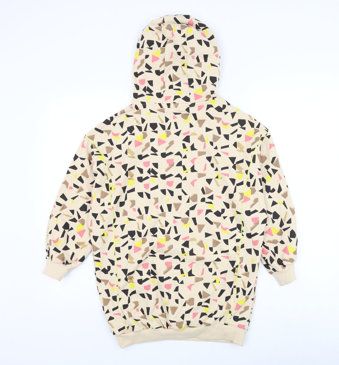 NEXT Girls Beige Geometric Cotton Pullover Hoodie Size 10 Years Pullover