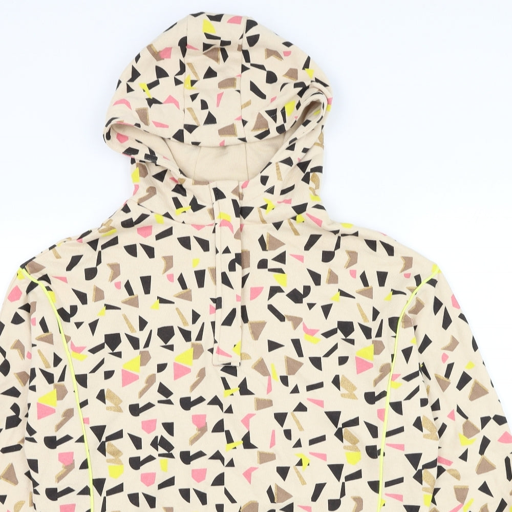 NEXT Girls Beige Geometric Cotton Pullover Hoodie Size 10 Years Pullover