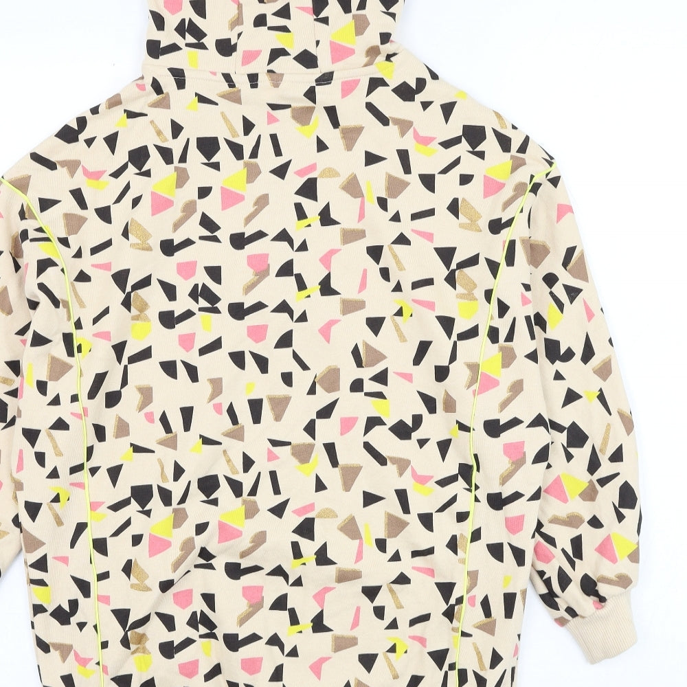 NEXT Girls Beige Geometric Cotton Pullover Hoodie Size 10 Years Pullover