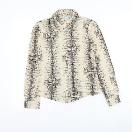 Debenhams Womens Beige Animal Print Polyester Basic Button-Up Size 8 Collared