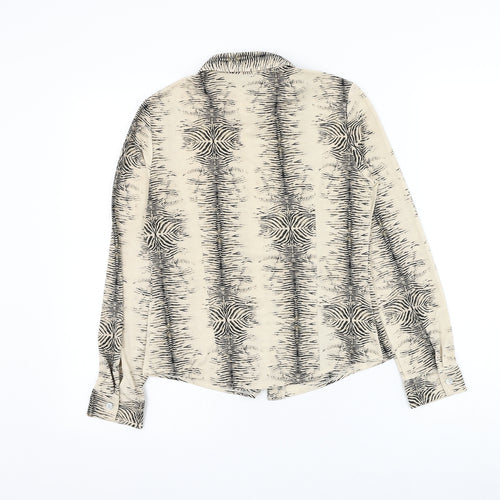 Debenhams Womens Beige Animal Print Polyester Basic Button-Up Size 8 Collared
