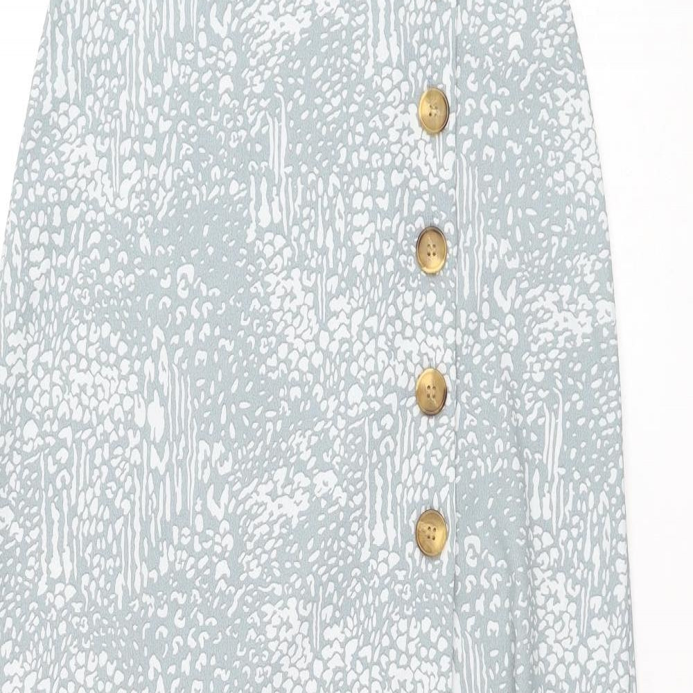 Primark Womens Grey Animal Print Polyester Maxi Skirt Size 4 Button