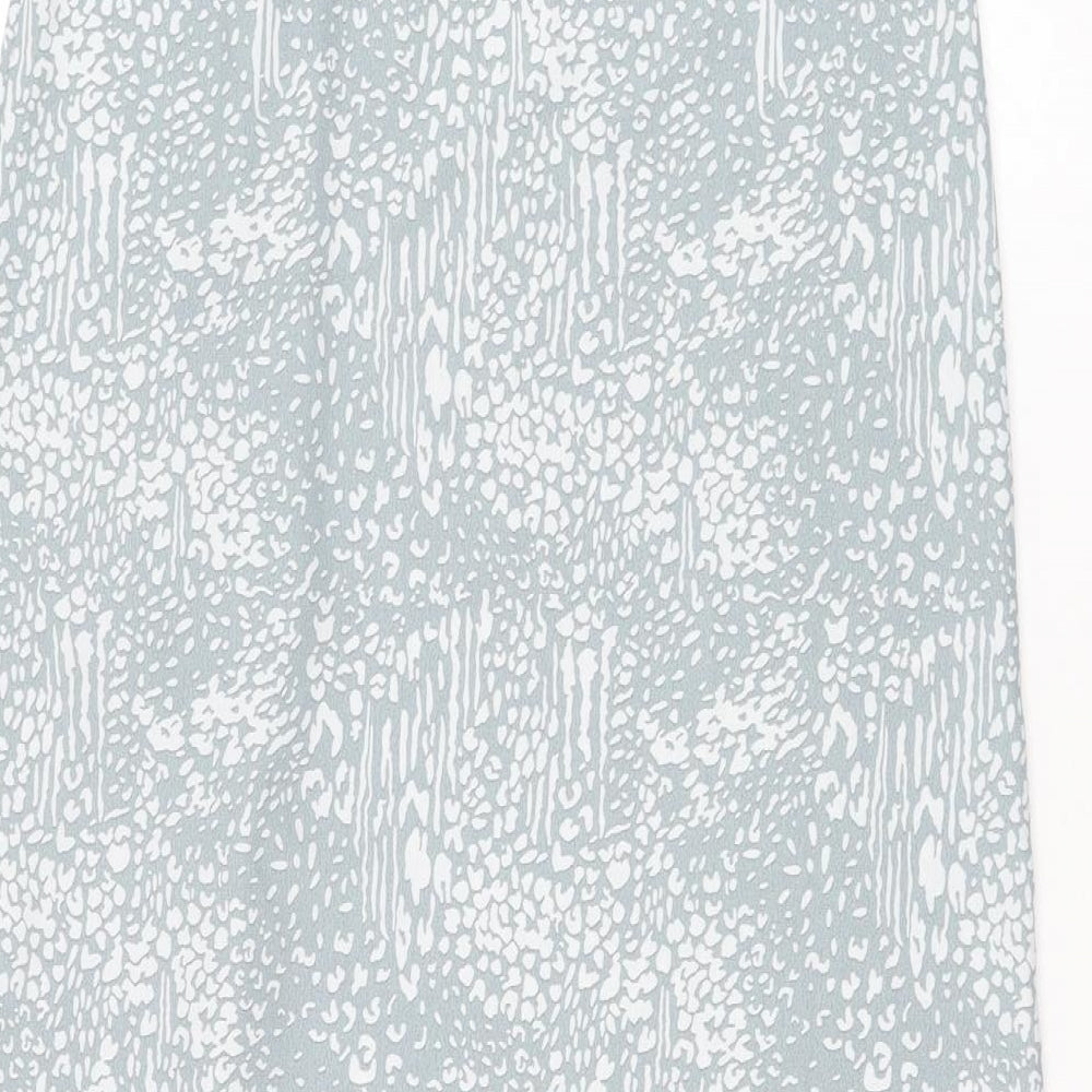 Primark Womens Grey Animal Print Polyester Maxi Skirt Size 4 Button