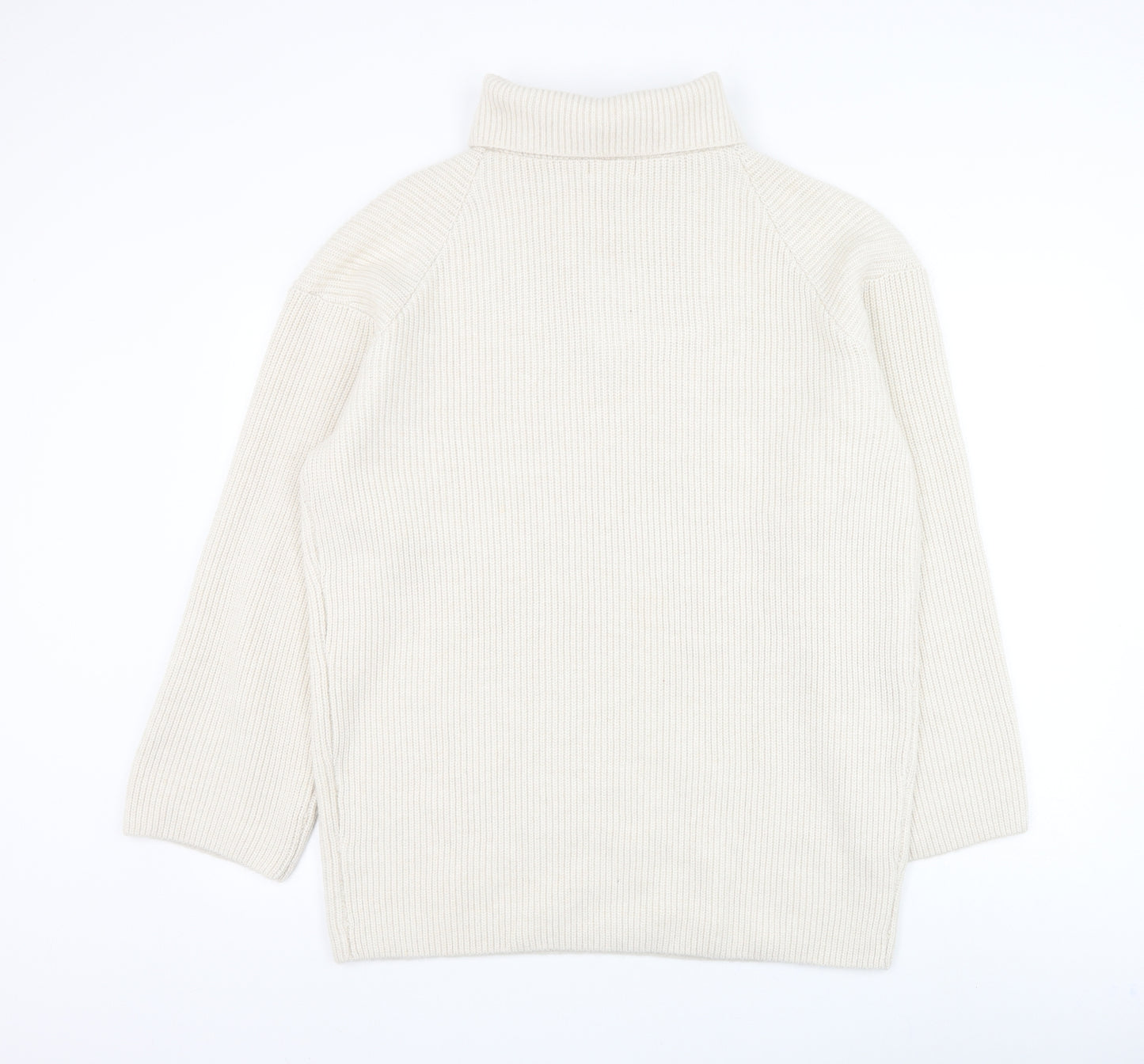 H&M Mens Ivory High Neck Polyester Pullover Jumper Size S