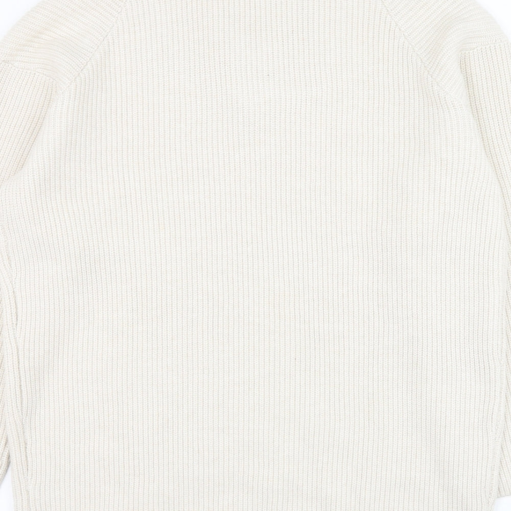 H&M Mens Ivory High Neck Polyester Pullover Jumper Size S