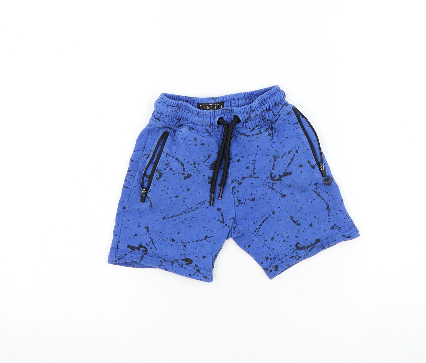 NEXT Boys Blue Geometric Cotton Sweat Shorts Size 5 Years Regular Drawstring - Splatter