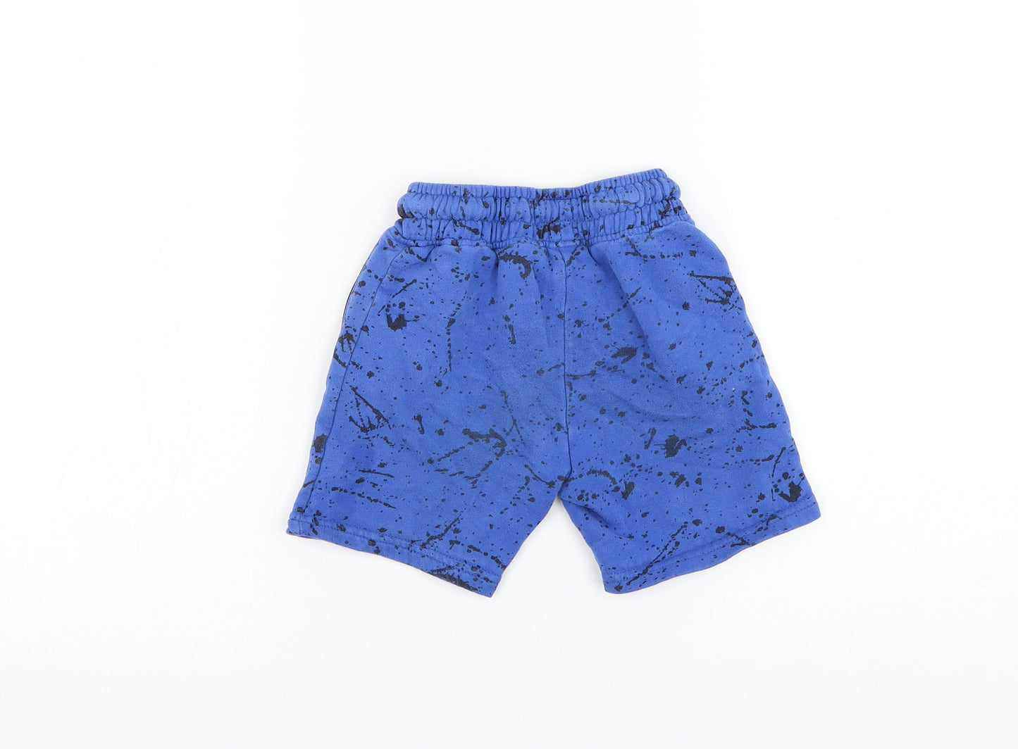 NEXT Boys Blue Geometric Cotton Sweat Shorts Size 5 Years Regular Drawstring - Splatter