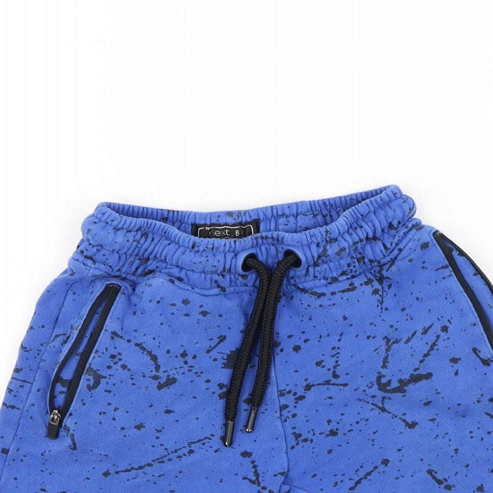 NEXT Boys Blue Geometric Cotton Sweat Shorts Size 5 Years Regular Drawstring - Splatter