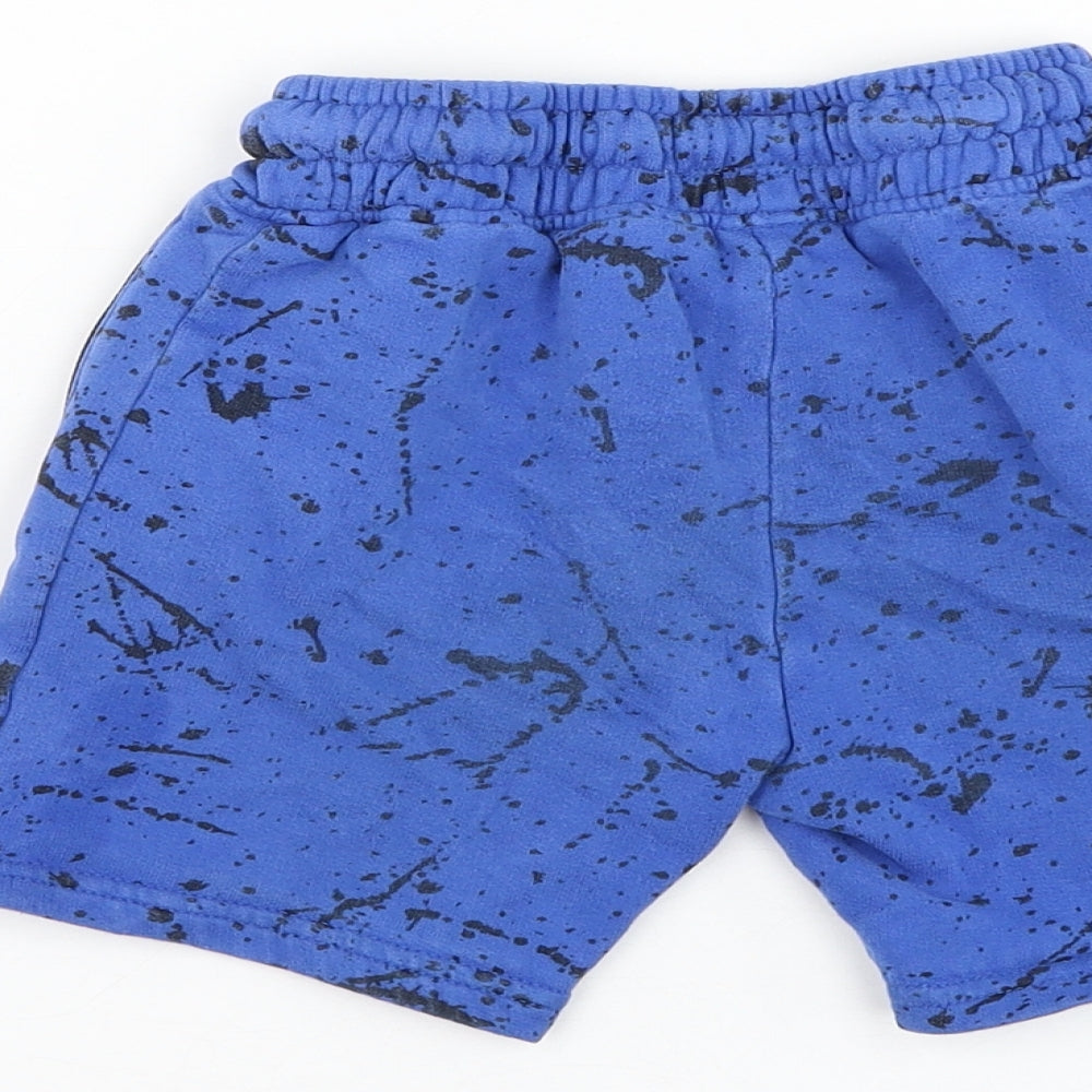NEXT Boys Blue Geometric Cotton Sweat Shorts Size 5 Years Regular Drawstring - Splatter