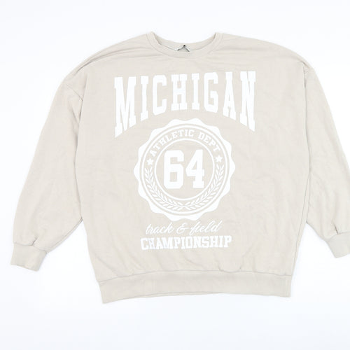 George Womens Beige Cotton Pullover Sweatshirt Size 8 Pullover - Michigan