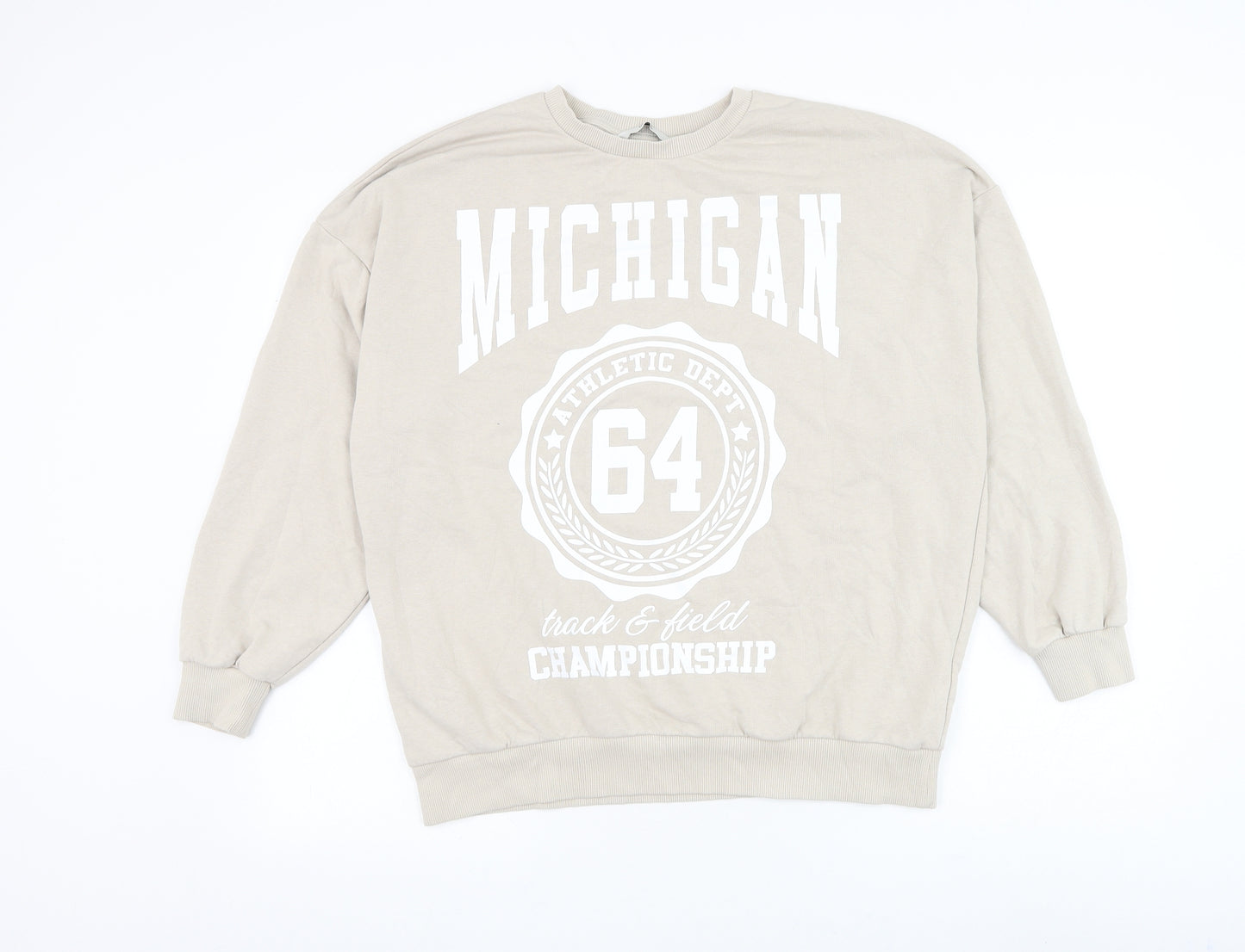 George Womens Beige Cotton Pullover Sweatshirt Size 8 Pullover - Michigan