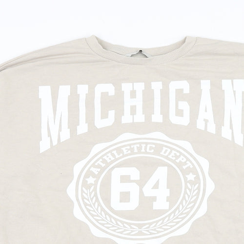 George Womens Beige Cotton Pullover Sweatshirt Size 8 Pullover - Michigan