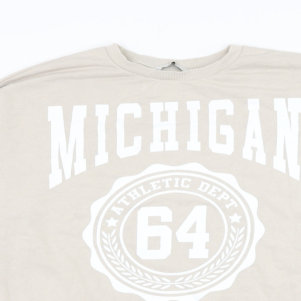 George Womens Beige Cotton Pullover Sweatshirt Size 8 Pullover - Michigan