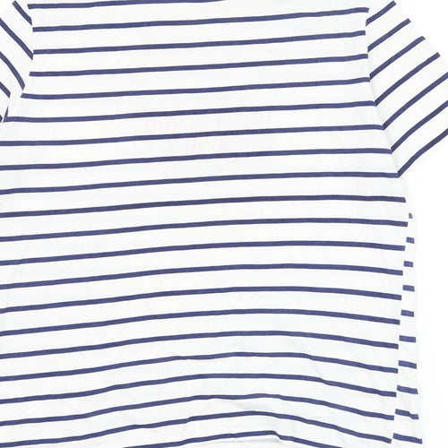 Springfield Womens White Striped Polyester Basic T-Shirt Size L Round Neck - Brave
