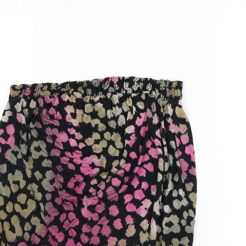 NEXT Womens Black Animal Print Viscose Basic Tank Size 12 Off the Shoulder