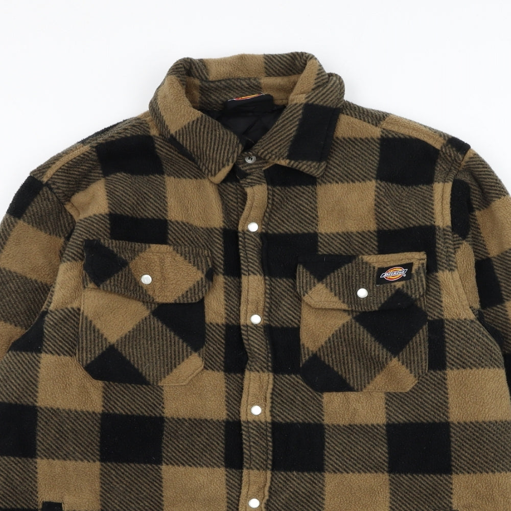 Dickies Mens Brown Check Jacket Size M Button