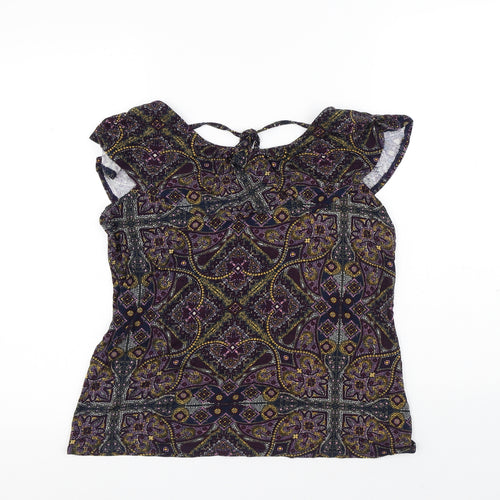 TU Womens Multicoloured Geometric Viscose Jersey Tank Size 14 Round Neck