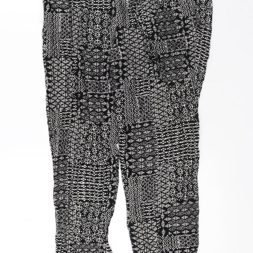 Intuition Womens Black Geometric Viscose Sweatpants Trousers Size 12 L27 in Regular Drawstring