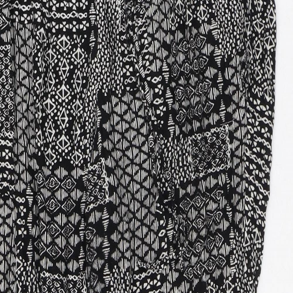 Intuition Womens Black Geometric Viscose Sweatpants Trousers Size 12 L27 in Regular Drawstring