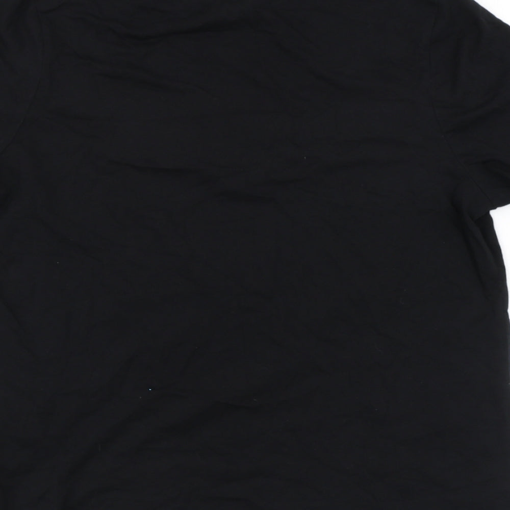 River Island Womens Black Cotton Jersey T-Shirt Size 14 Round Neck