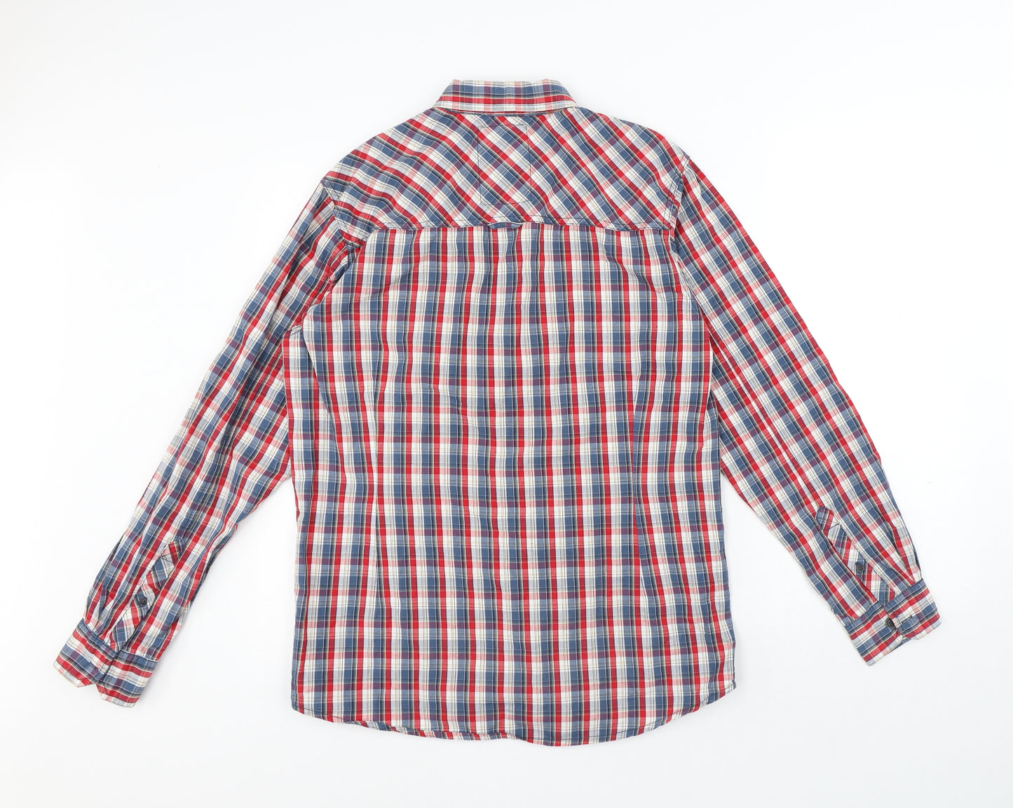 Tokyo Laundry Mens Multicoloured Plaid Cotton Button-Up Size M Collared Button