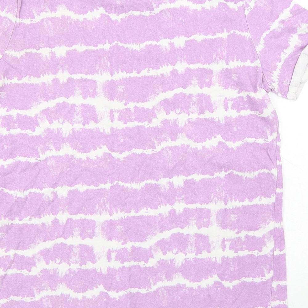 Primark Girls Purple Cotton Basic T-Shirt Size 11-12 Years Round Neck Pullover - Los Angeles Tie Dye