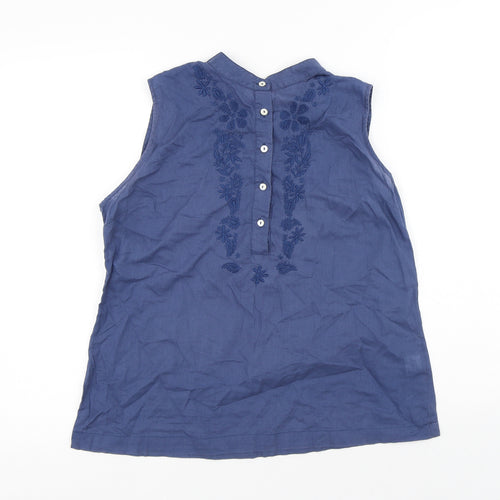 Beth Jordan Womens Blue Cotton Basic Tank Size M Round Neck