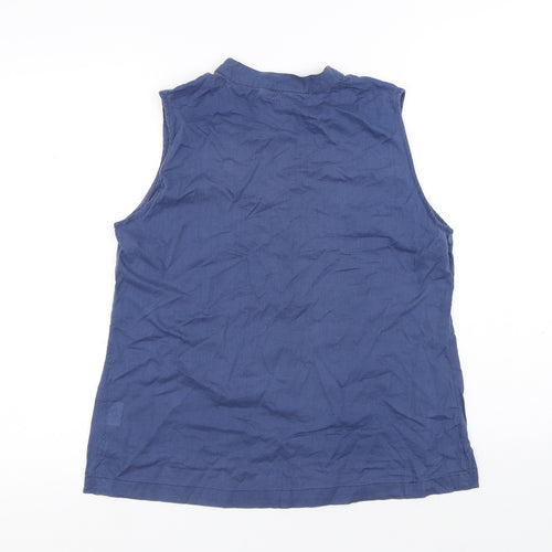 Beth Jordan Womens Blue Cotton Basic Tank Size M Round Neck