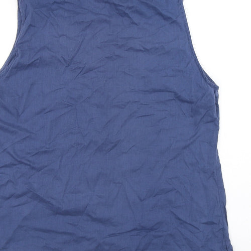 Beth Jordan Womens Blue Cotton Basic Tank Size M Round Neck