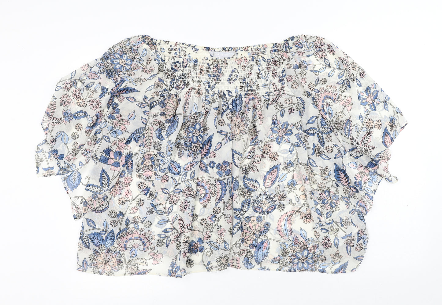 Red Herring Womens Multicoloured Floral Polyester Basic Blouse Size 14 Square Neck - Flowers