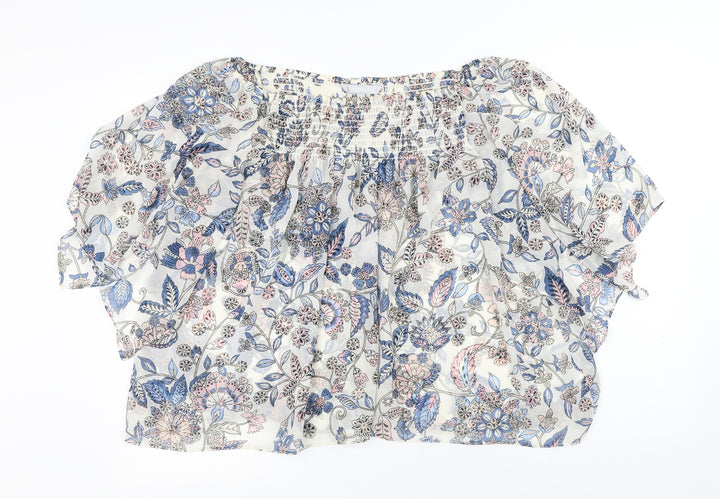 Red Herring Womens Multicoloured Floral Polyester Basic Blouse Size 14 Square Neck - Flowers
