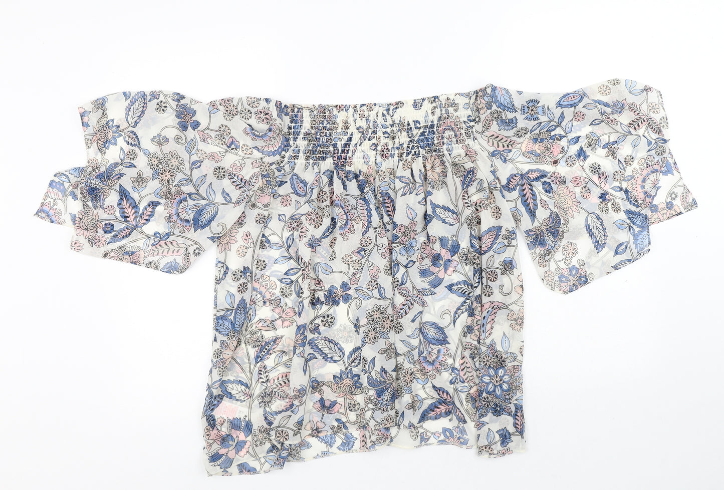 Red Herring Womens Multicoloured Floral Polyester Basic Blouse Size 14 Square Neck - Flowers