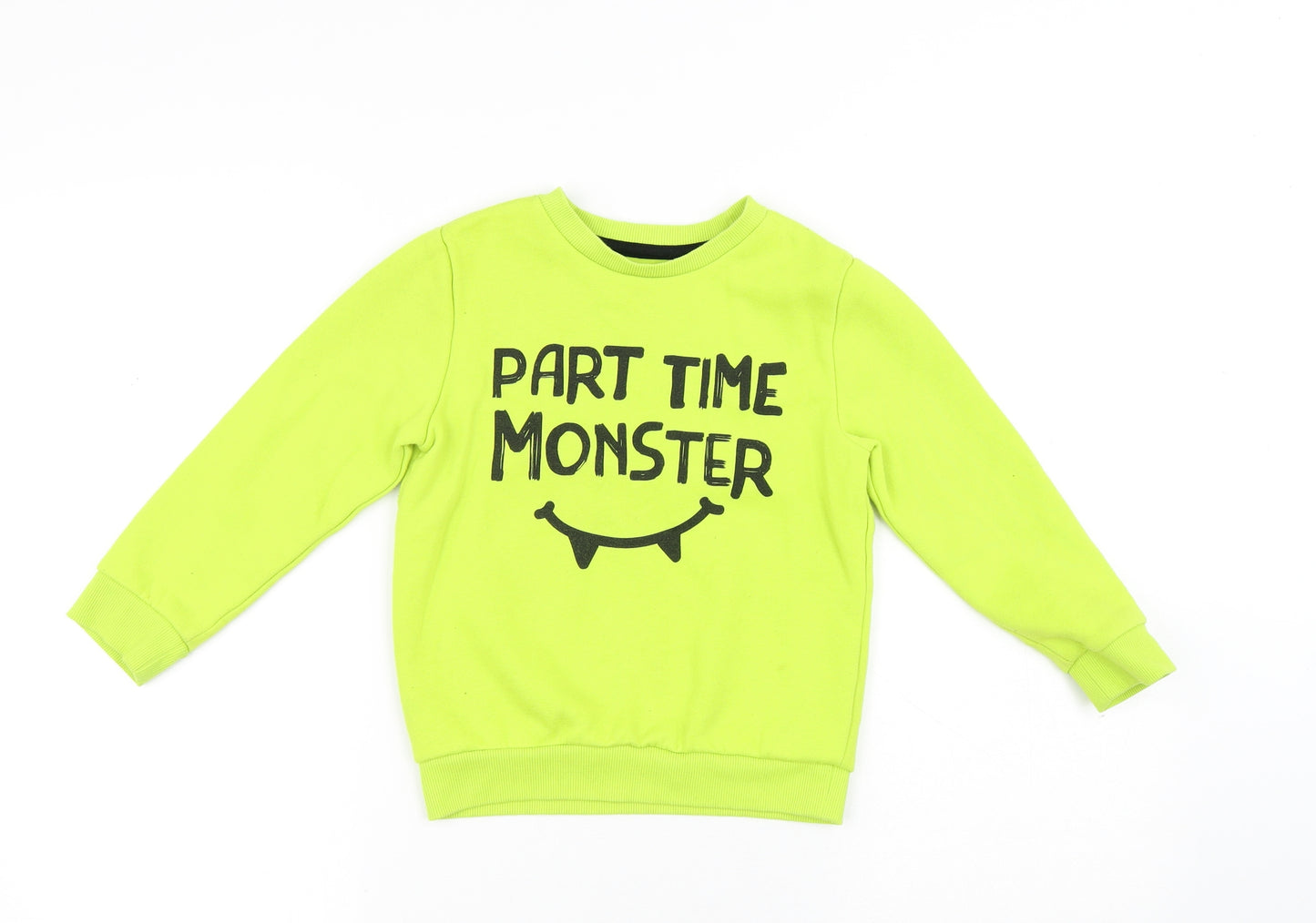 F&F Boys Green Cotton Pullover Sweatshirt Size 5-6 Years - Part Time Monster
