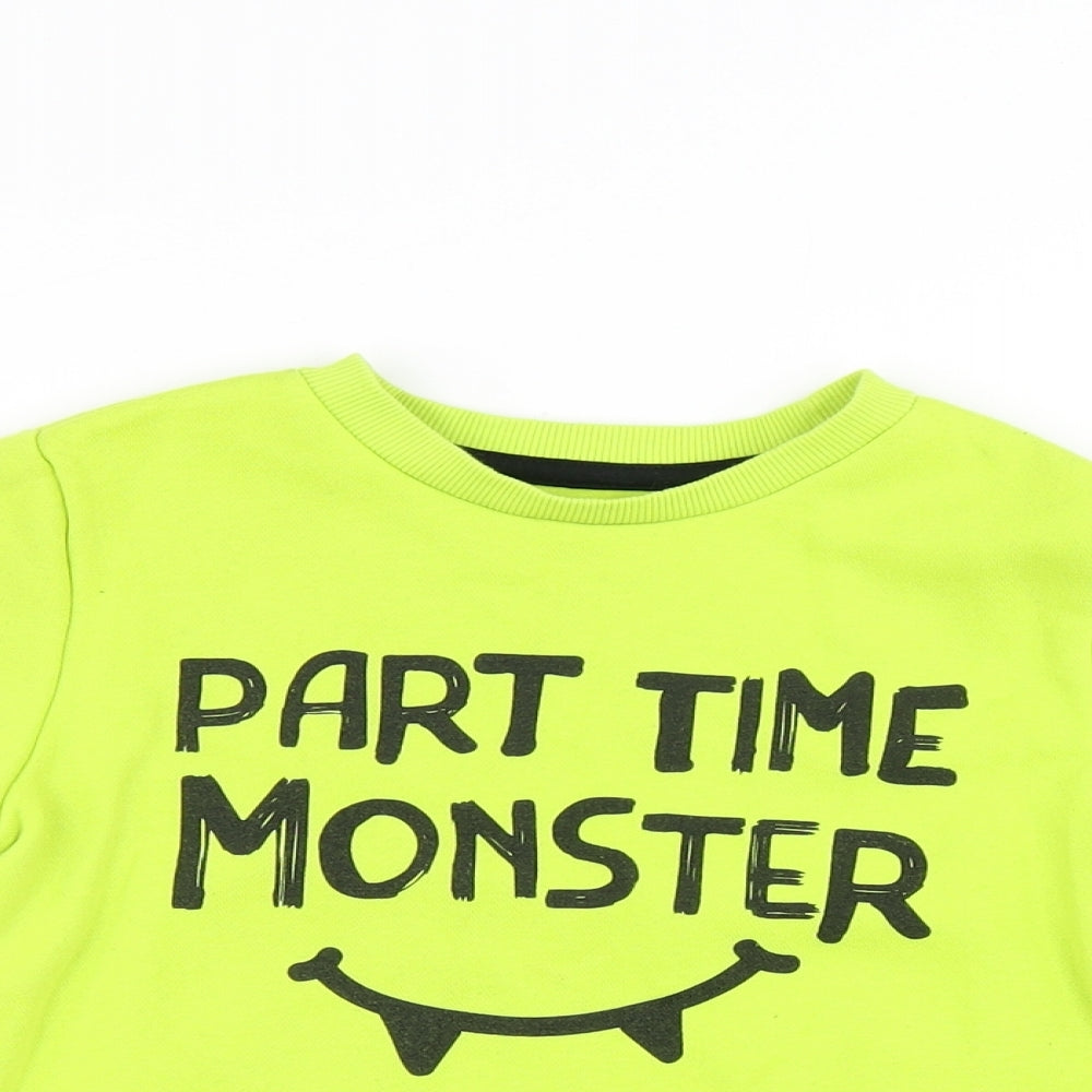 F&F Boys Green Cotton Pullover Sweatshirt Size 5-6 Years - Part Time Monster