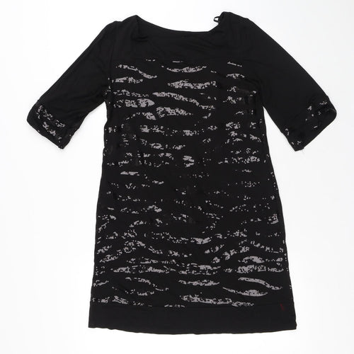 Wallis Womens Black Viscose T-Shirt Dress Size 10 Round Neck