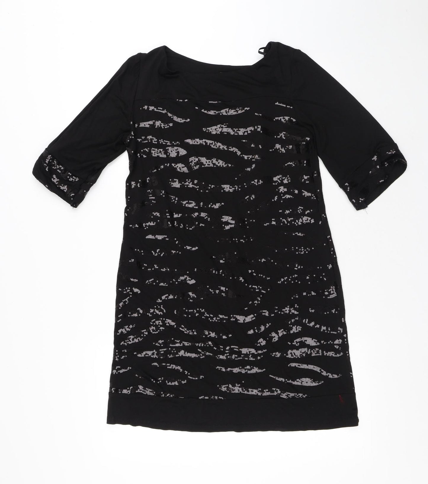 Wallis Womens Black Viscose T-Shirt Dress Size 10 Round Neck