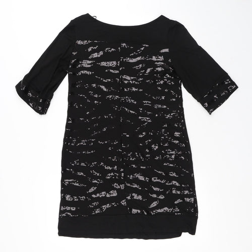 Wallis Womens Black Viscose T-Shirt Dress Size 10 Round Neck