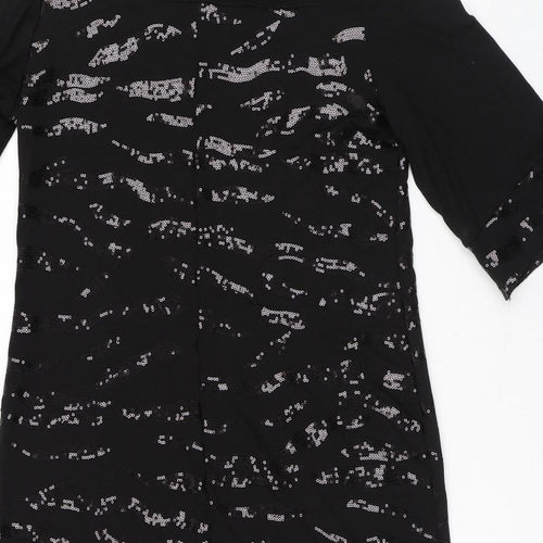 Wallis Womens Black Viscose T-Shirt Dress Size 10 Round Neck