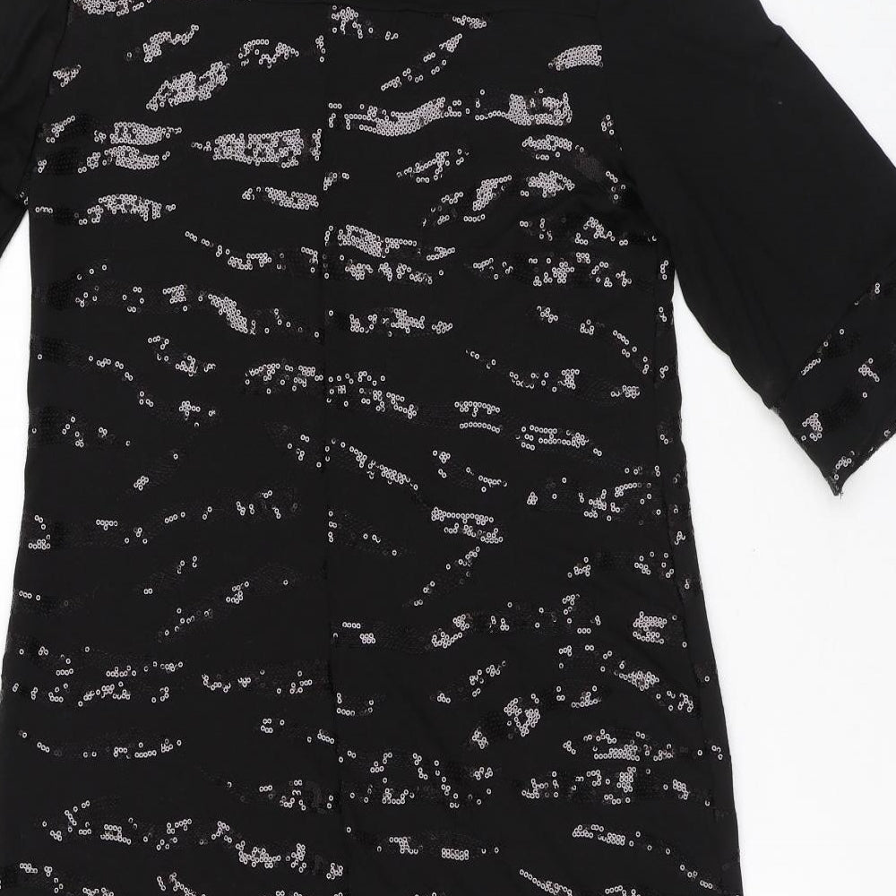 Wallis Womens Black Viscose T-Shirt Dress Size 10 Round Neck