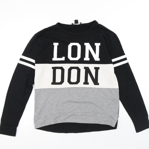 Atmosphere Womens Black Colourblock Cotton Pullover Sweatshirt Size 6 - London