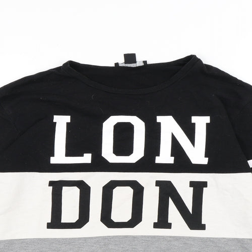 Atmosphere Womens Black Colourblock Cotton Pullover Sweatshirt Size 6 - London